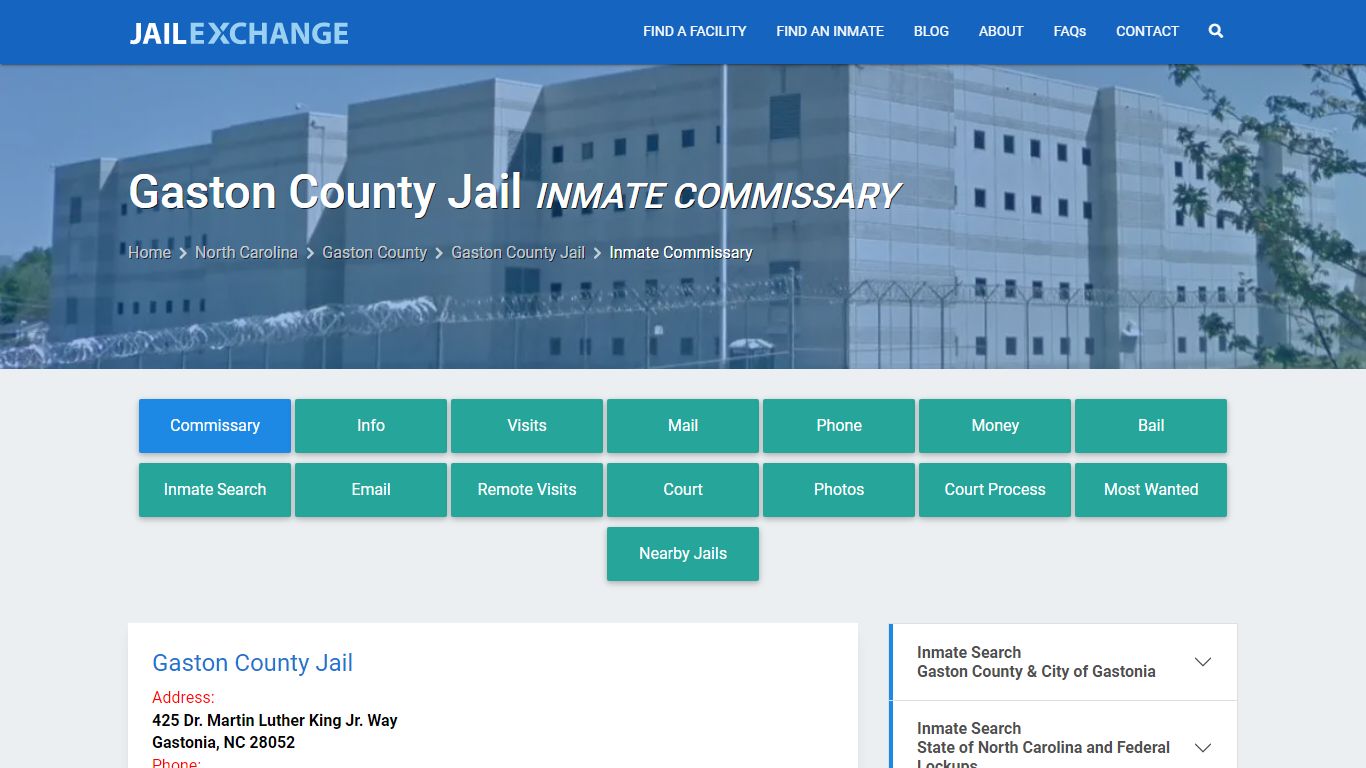 Inmate Commissary, Care Packs - Gaston County Jail, NC